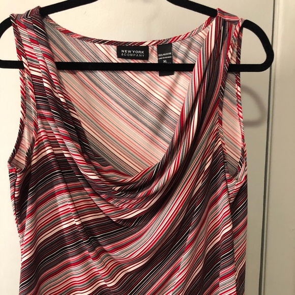NY & Co! Drape neck Sleeveless striped blouse - Picture 1 of 3